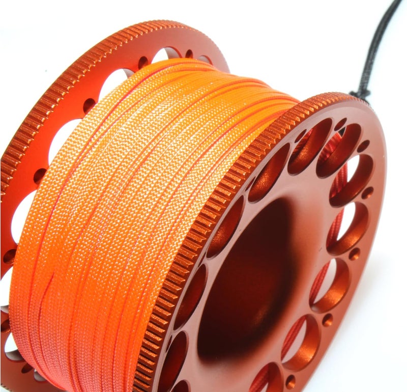 DiveTec 98FT SCUBA DIVING REEL – Aluminum Spool with Dual-Ended Snap, Vibrant Orange Anti-Twist Nylon Line, Large Center Opening & Hanging Buckle for Wreck/Reef Diving (ORANGE) - Image 3